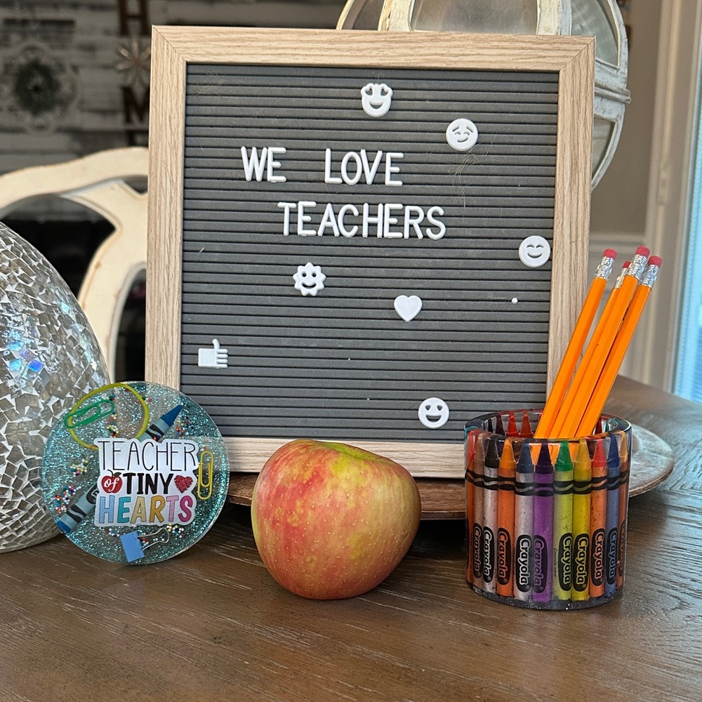 Teacher Appreciation Handmade holder and paper weight set